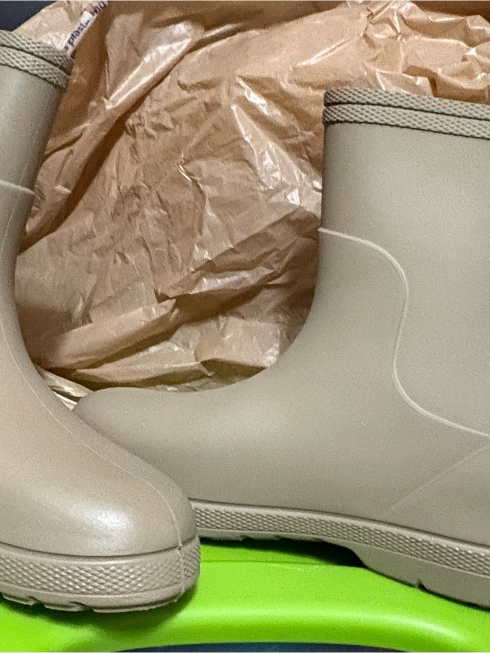 Kids Waterproof Rain Boots - Taupe looking it up it’s a size 4